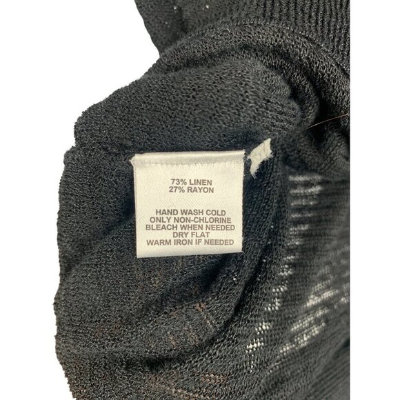 Loft Black Knit Linen/Rayon Blend Womens Top L - Picture 5 of 5